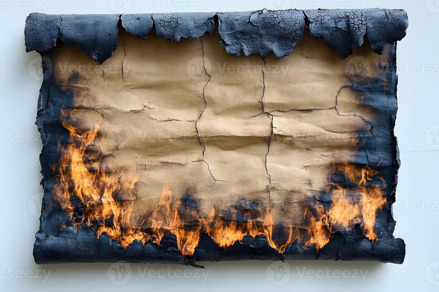 Burning Ancient Scroll Concept for Historical Drama or Fantasy Poster Design photo