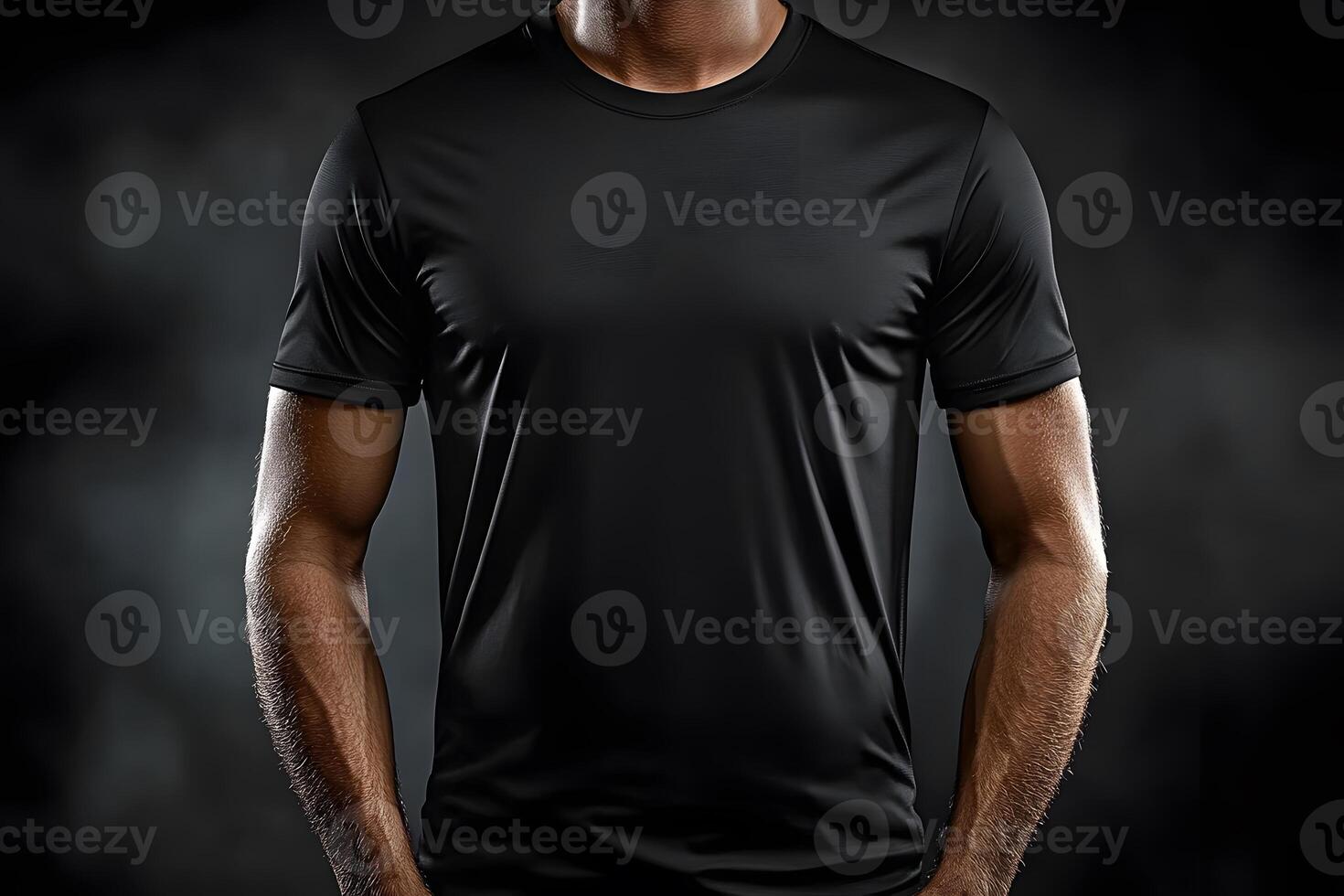 Black T-Shirt Studio Concept for Fashion Design and Branding photo