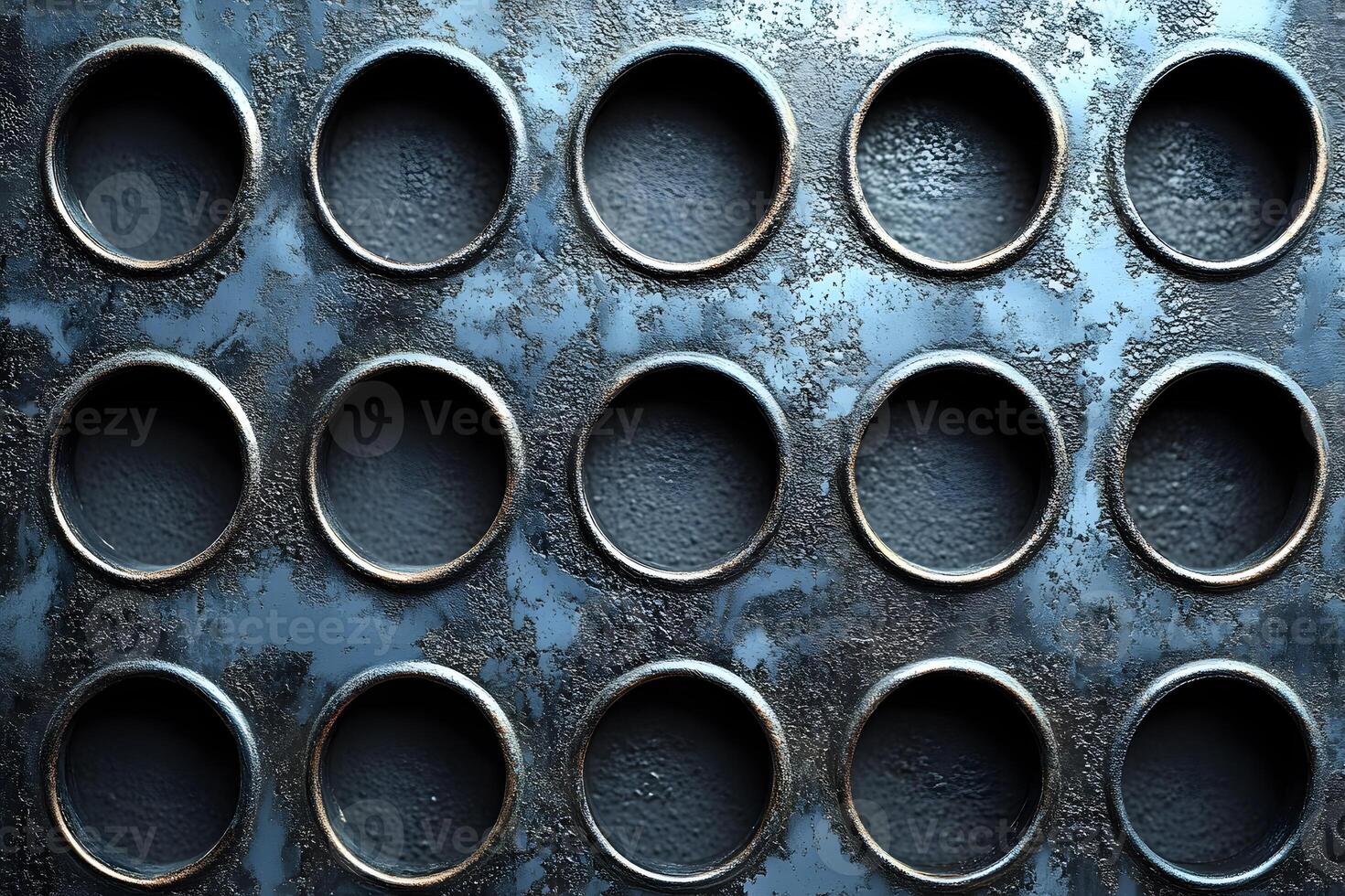 Industrial Grunge Metal Background with Circular Patterns for Design photo
