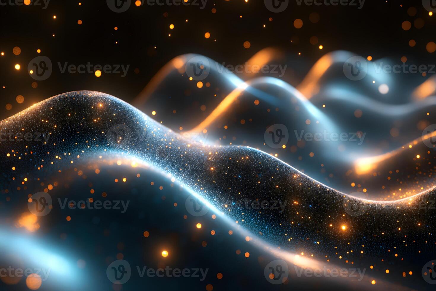 Abstract Fluid Waves with Glowing Particles for Modern Design photo