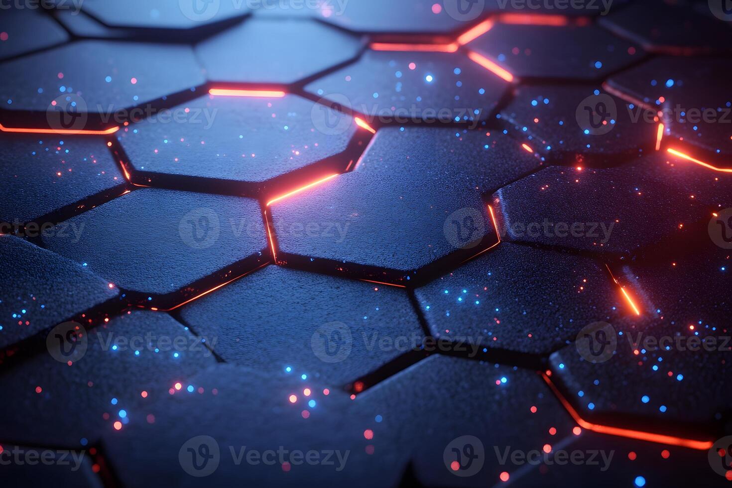 Futuristic Hexagonal Pattern with Digital Sparks for Technology Design photo