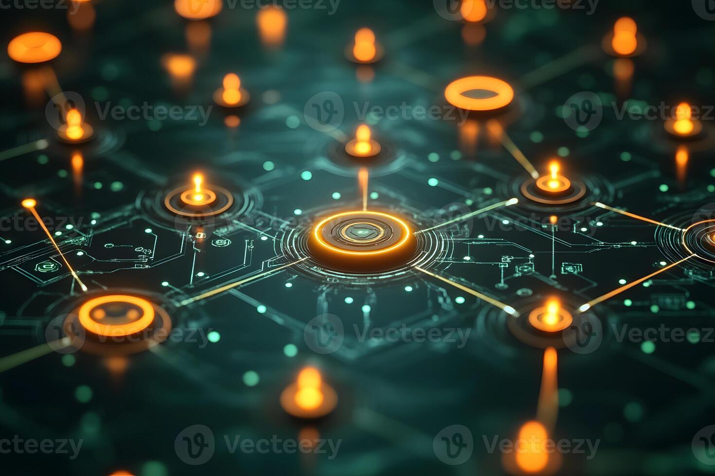 Futuristic Digital Network with Glowing Connections - Technology Background for Innovation Design photo