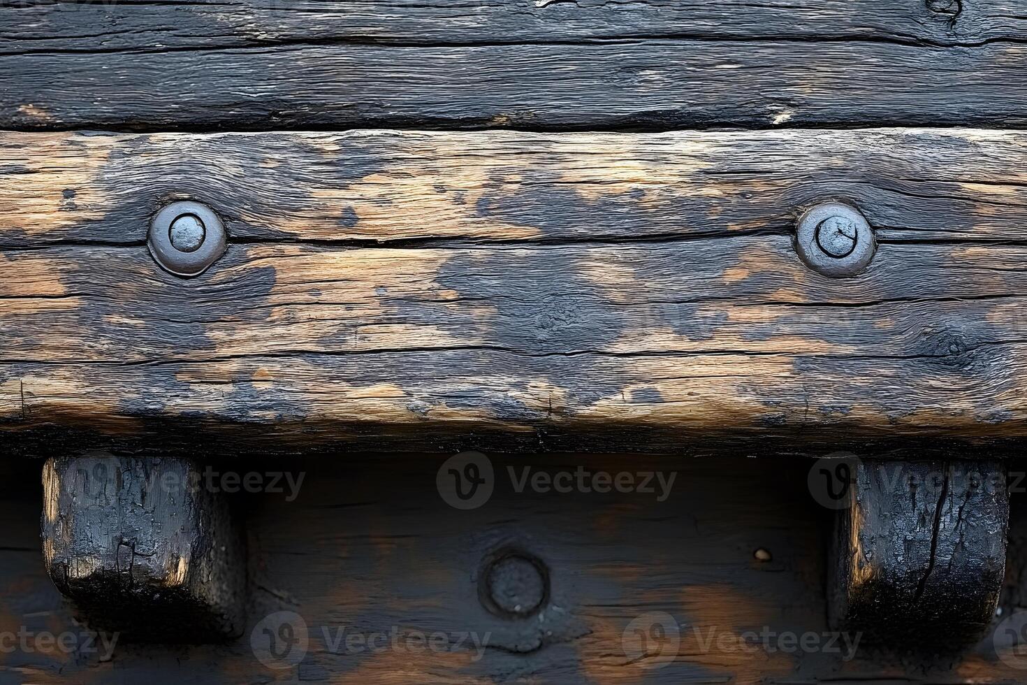 Weathered Wooden Texture with Metal Bolts for Rustic Design and Decor Projects photo