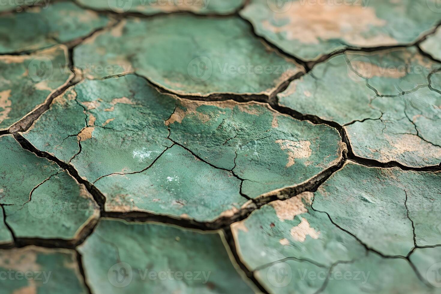 Cracked Earth Texture in Shades of Green for Design and Background Use photo