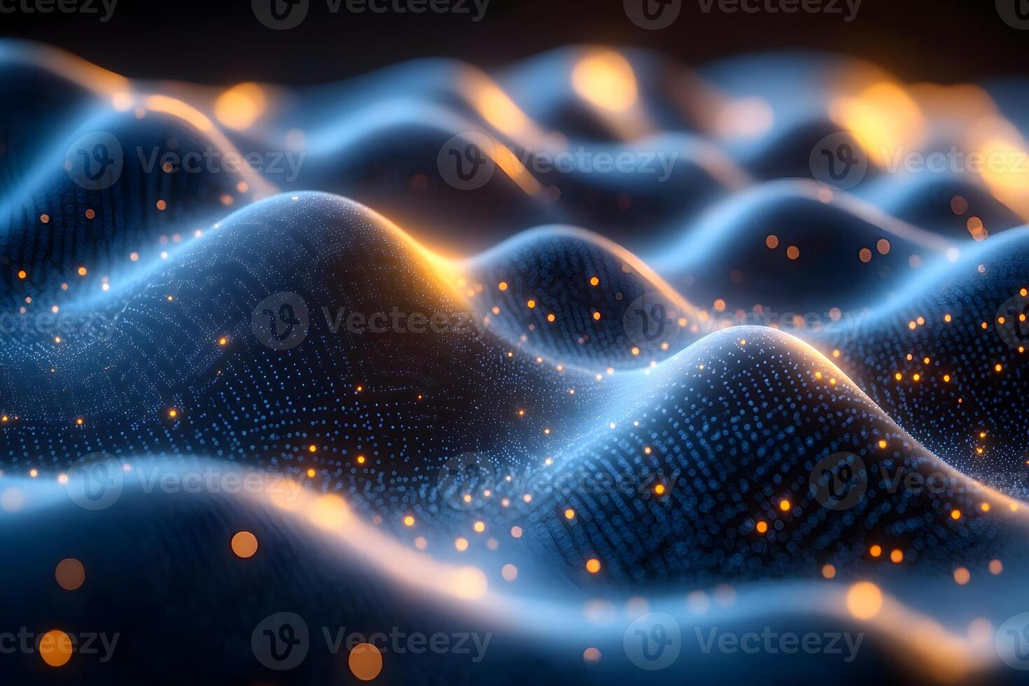Digital Waveforms and Data Points in Abstract Electric Blue Terrain photo
