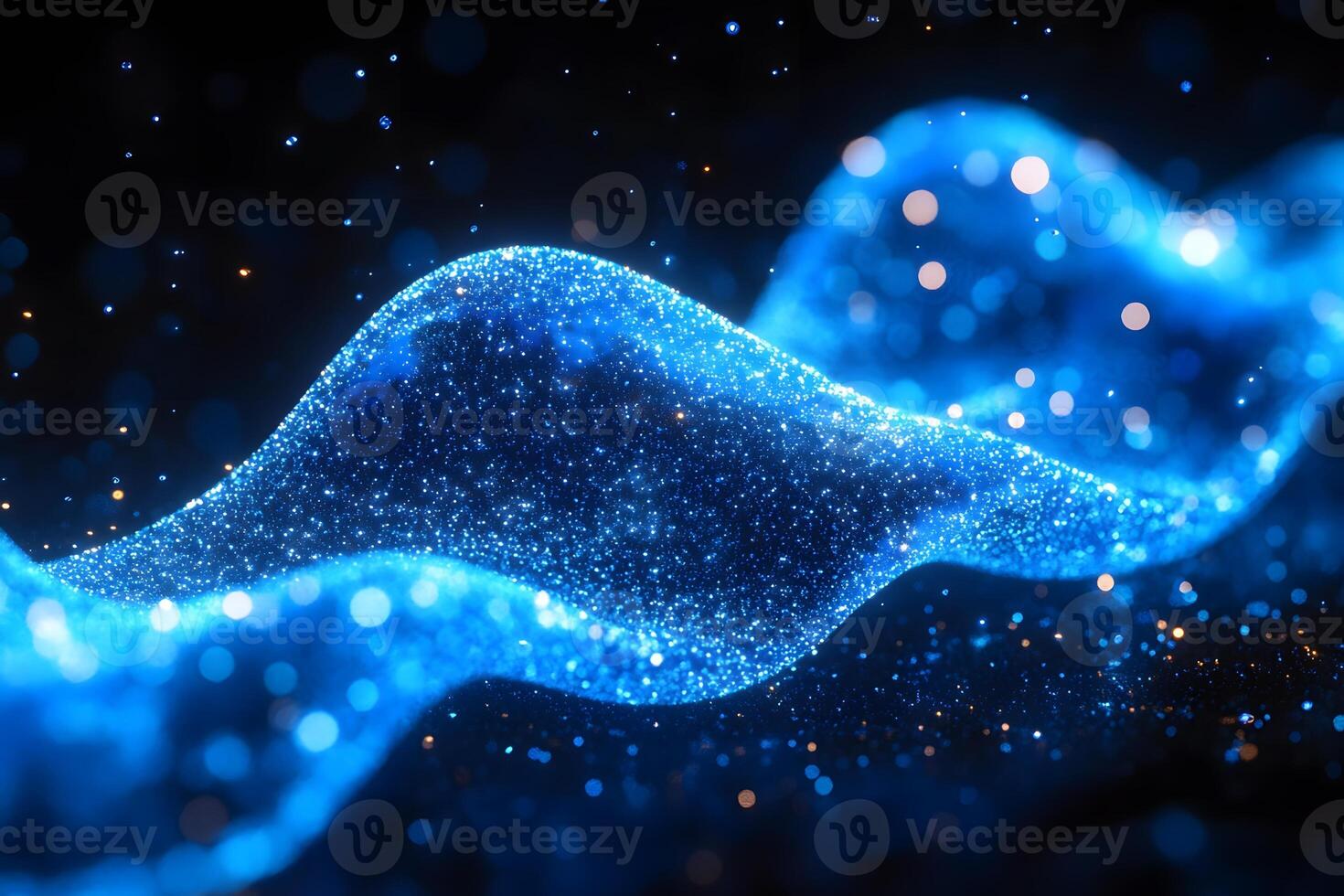 Abstract Blue Wave of Sparkling Particles for Digital Art and Design Concepts photo