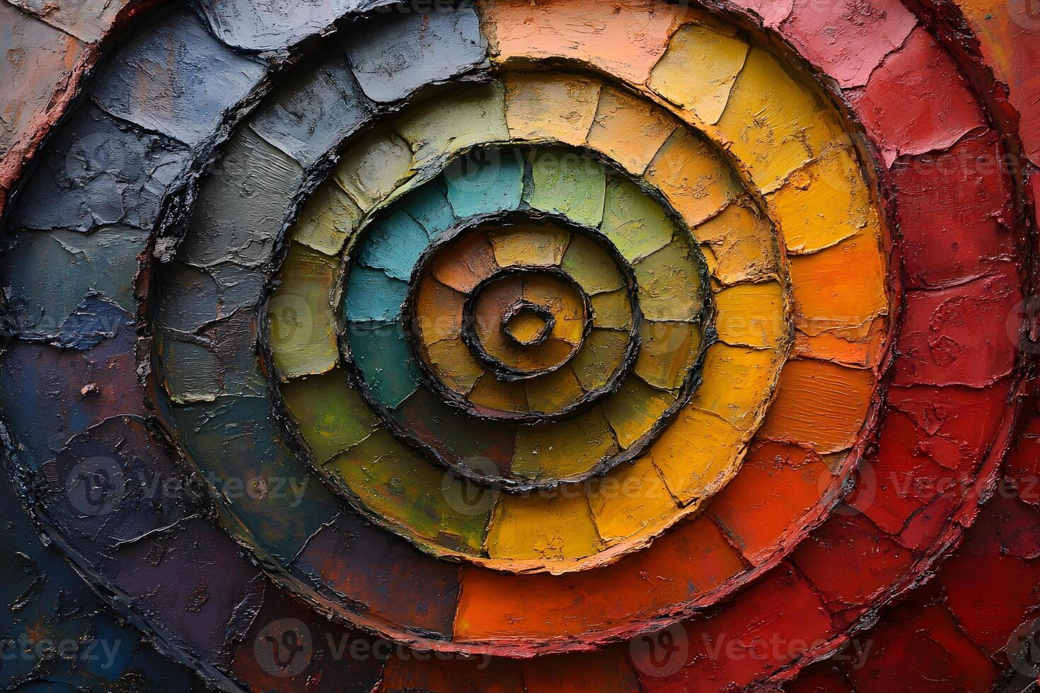 Vibrant Spiral Pattern Artwork with Multicolored Palette for Artistic Design Inspiration photo