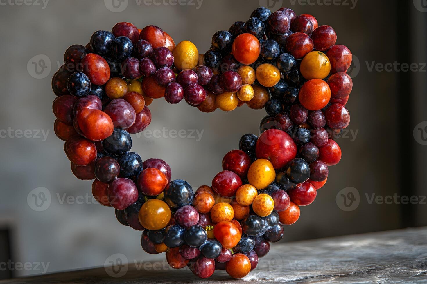 Heart-Shaped Fruit Arrangement for Creative Decoration and Visual Interest photo