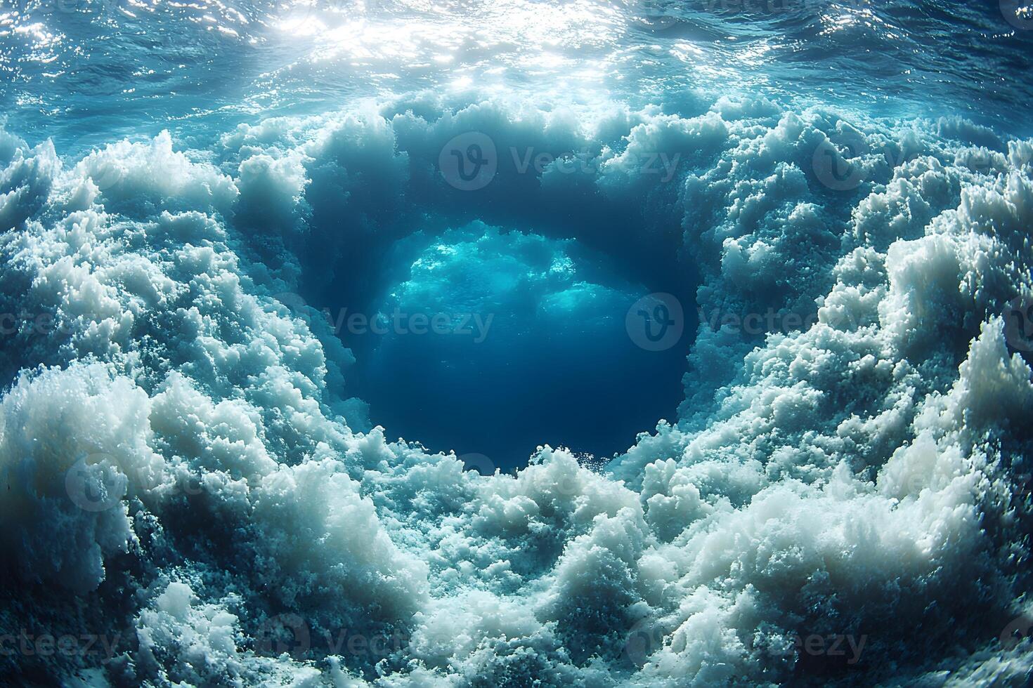 Majestic Ocean Whirlpool with Sunlit Waves for Nature and Adventure Themes photo
