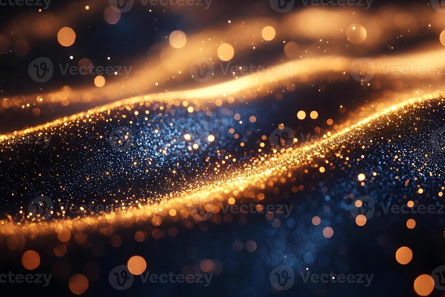 Glittering Gold and Blue Abstract Waves - Ideal for Art and Design Projects photo