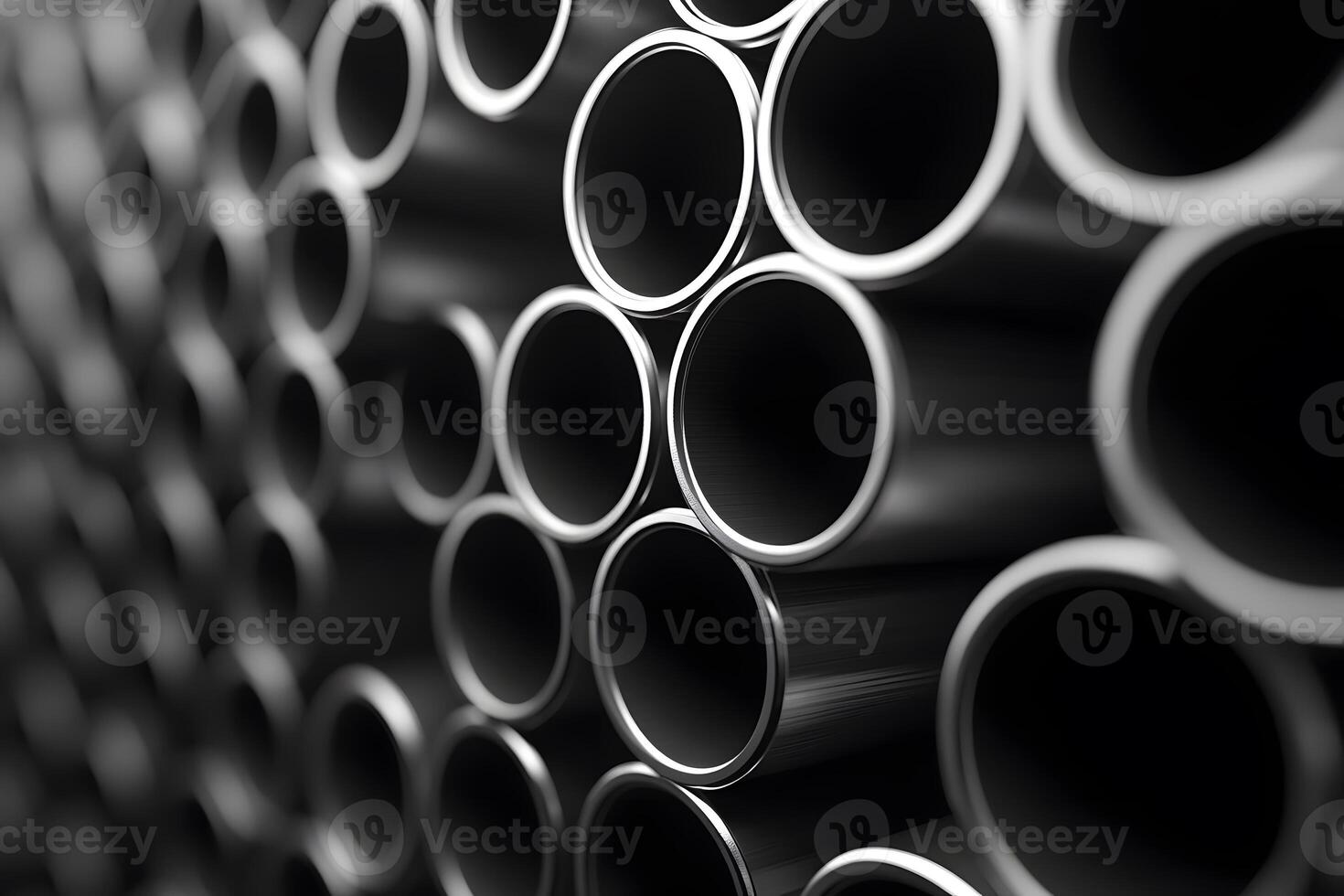 Abstract Industrial Design with Stacked Metal Pipes for Modern Background Use photo