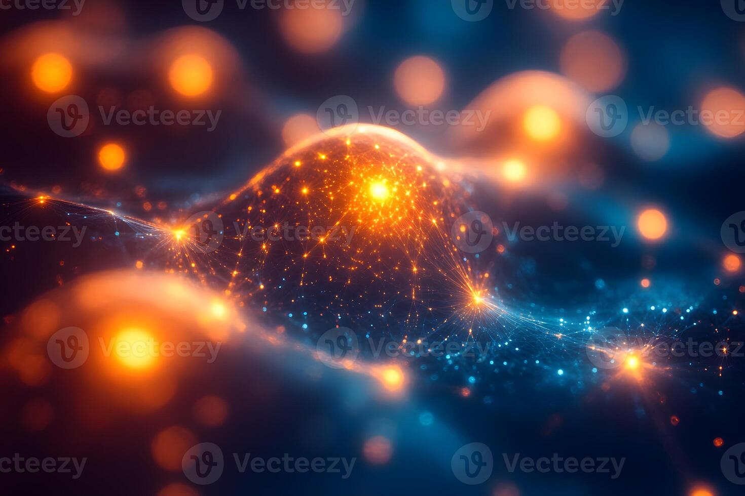 Futuristic Network of Glowing Particles and Light Connections for Digital Innovation photo