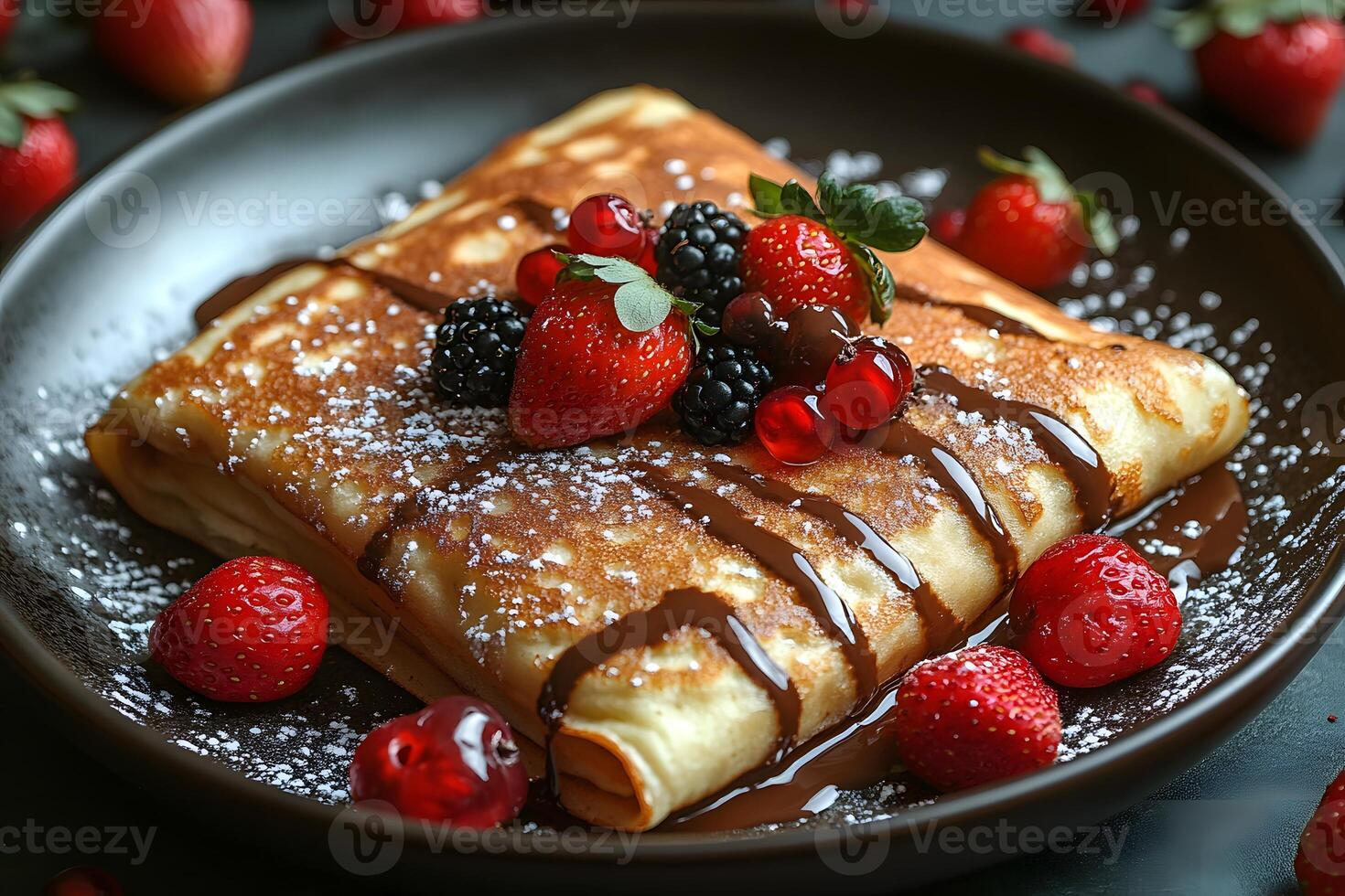 Delicious Berry Chocolate Crepe Delight for Gourmet Desserts photo