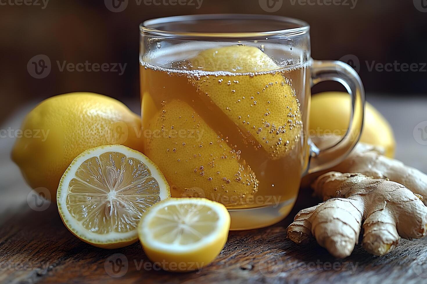 Refreshing Lemon and Ginger Infusion for Wellness and Detox Concepts photo