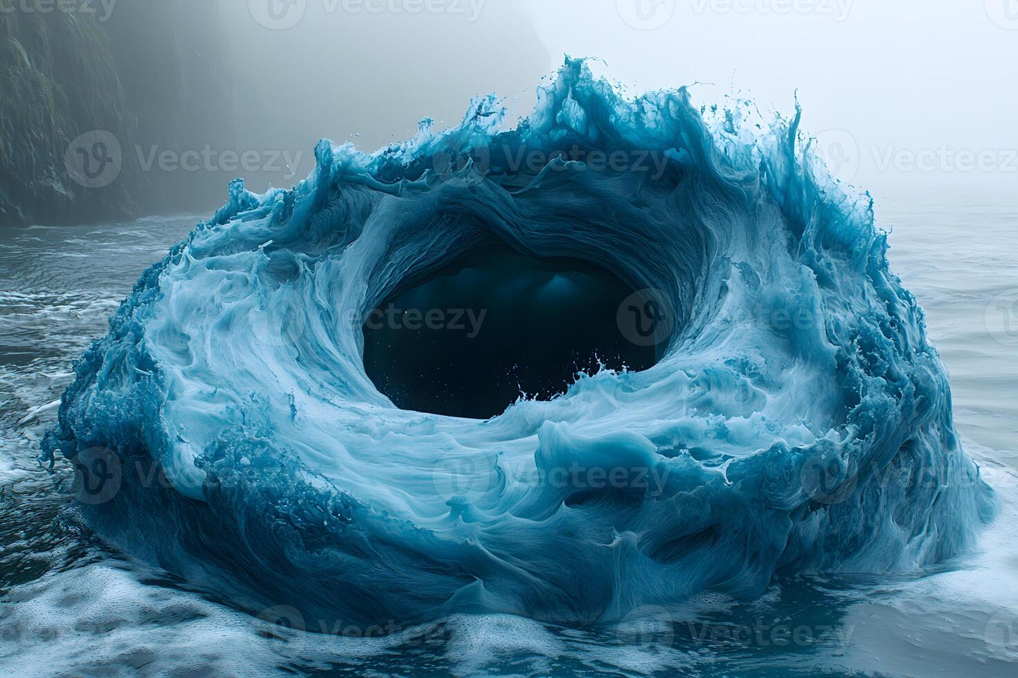 Surreal Ocean Vortex in Misty Waters - Fantasy and Nature Fusion for Artistic Concepts photo