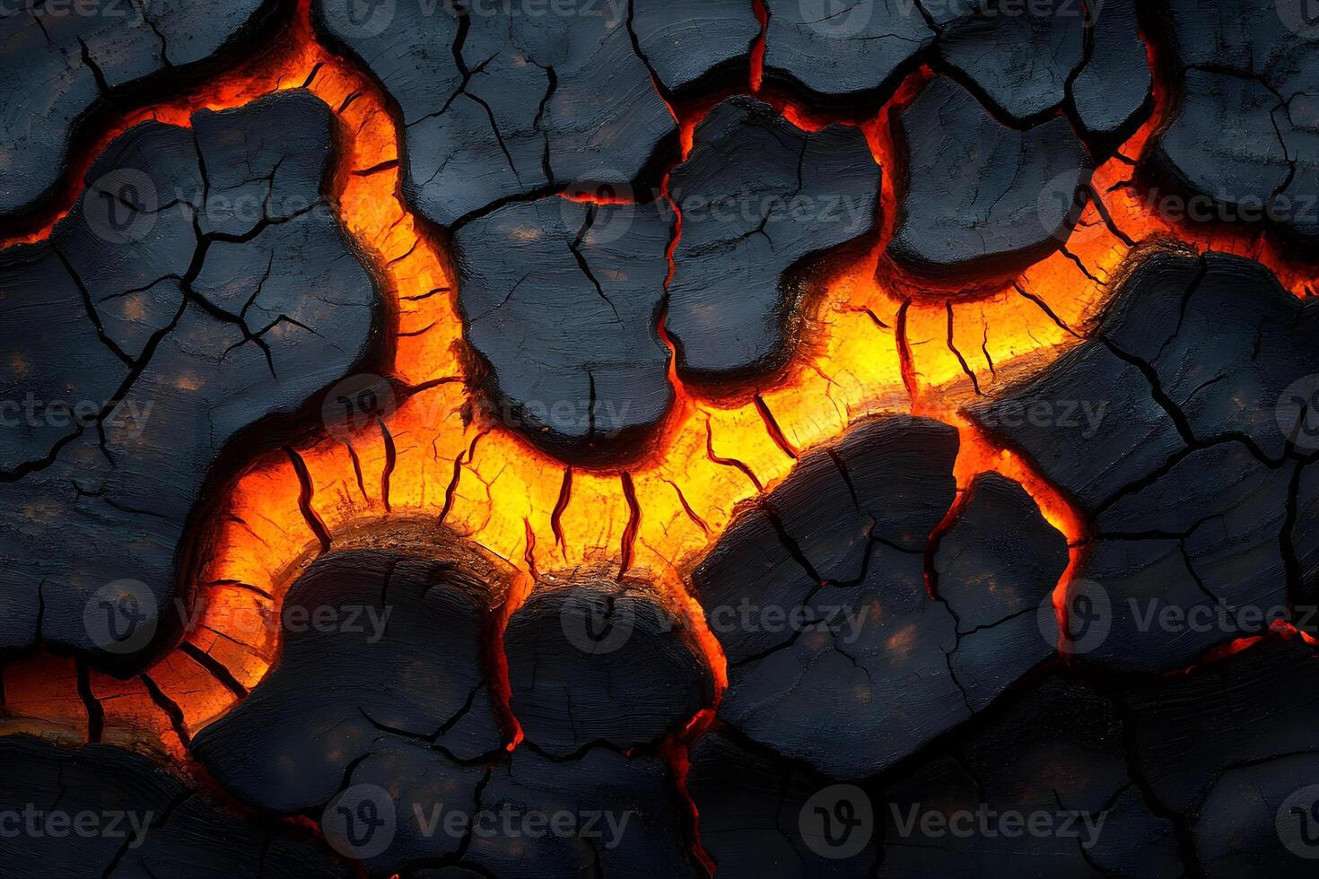 Volcanic Lava Flow Cracking Through Charred Earth - Nature's Fiery Phenomenon for Art Prints and Educational Material photo