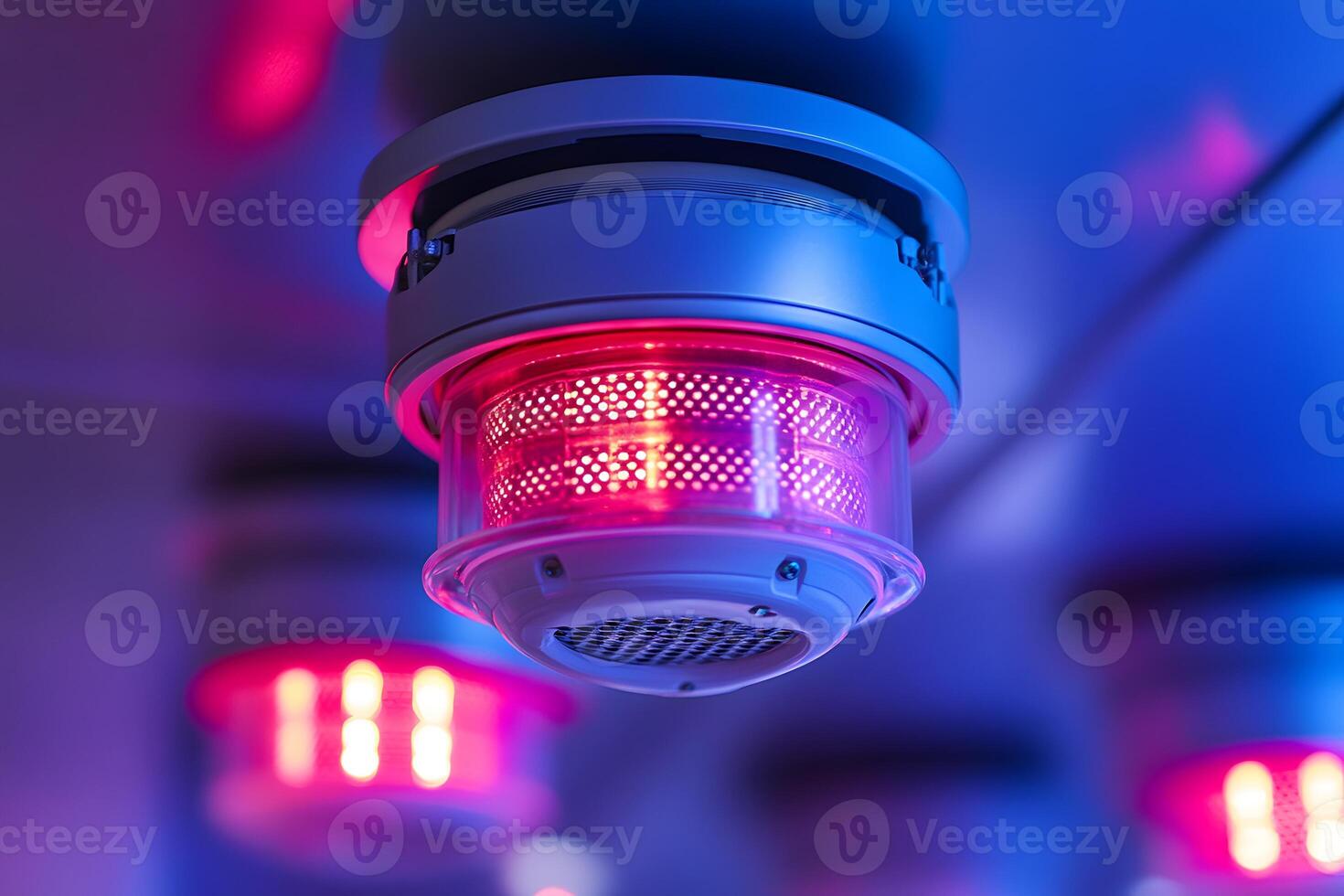Futuristic LED Technology Illuminated in Vibrant Blue and Red Lighting photo