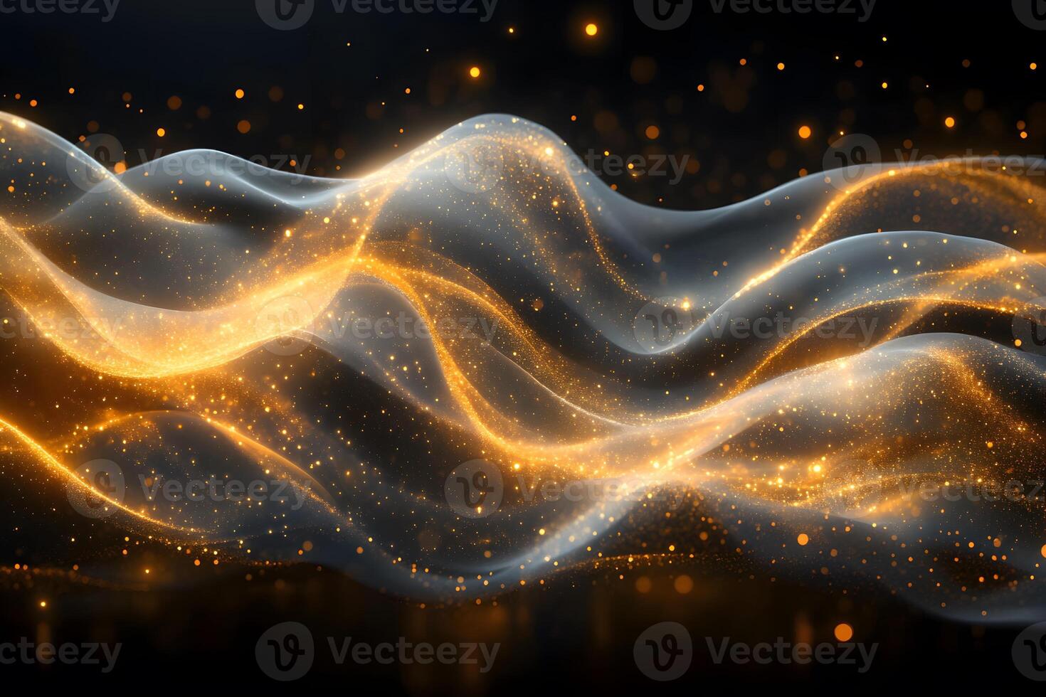 Abstract Golden Waves with Sparkling Light Effects for Elegant Design photo