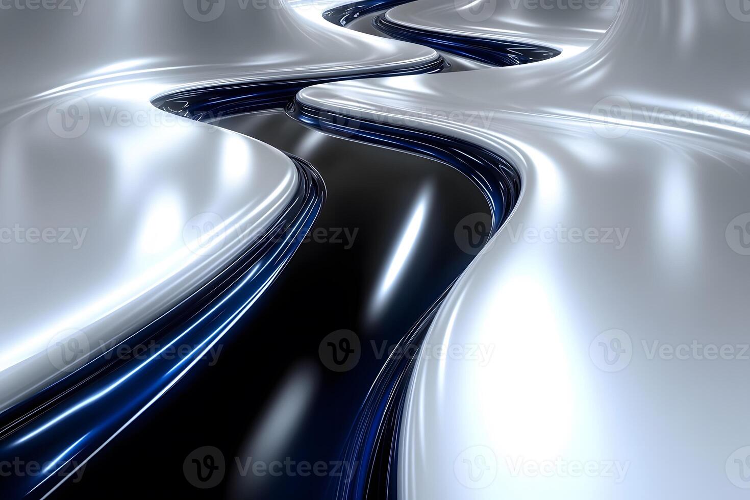 Futuristic Metallic Abstract Design with Fluid Curves and Reflections photo