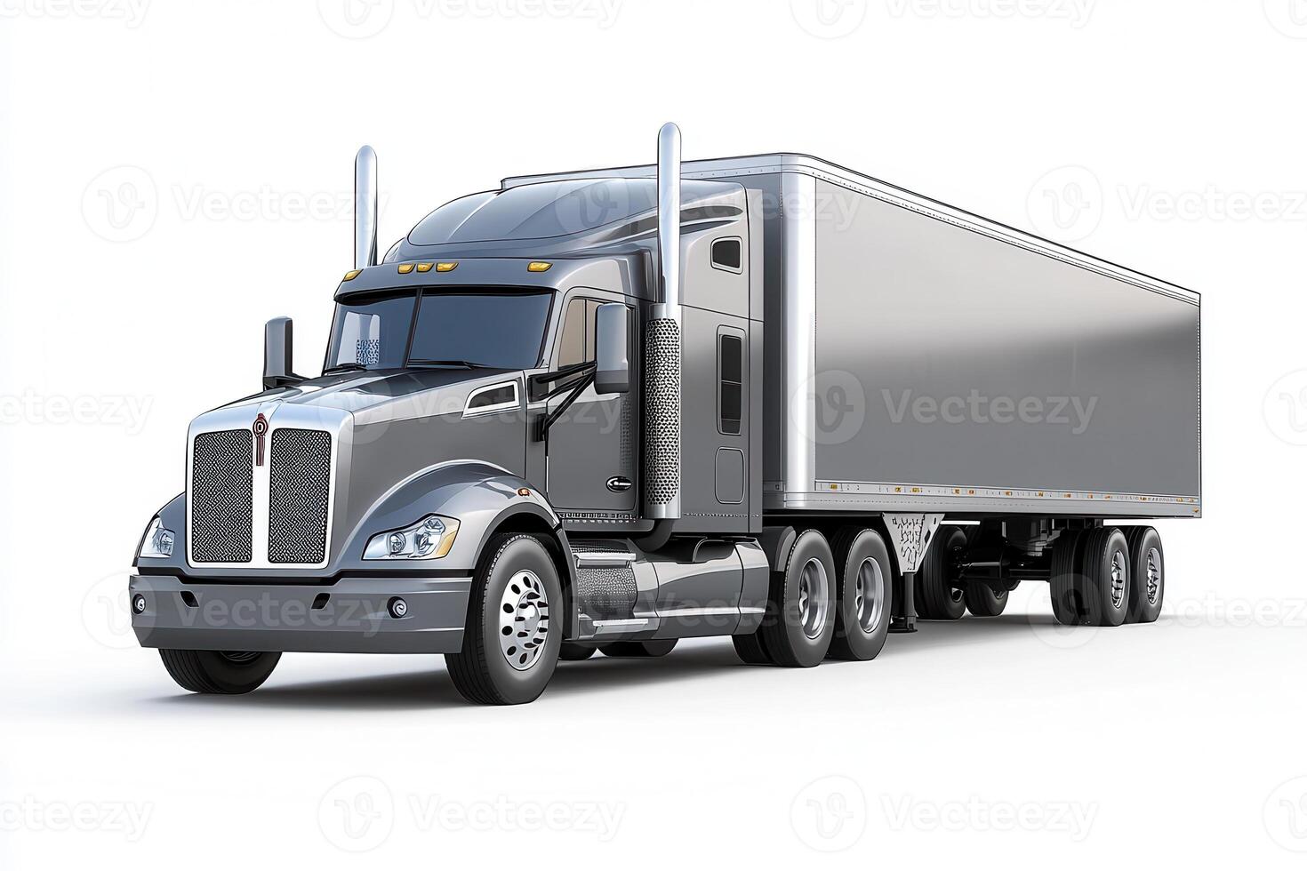 A large truck with a trailer, designed for transporting goods. photo