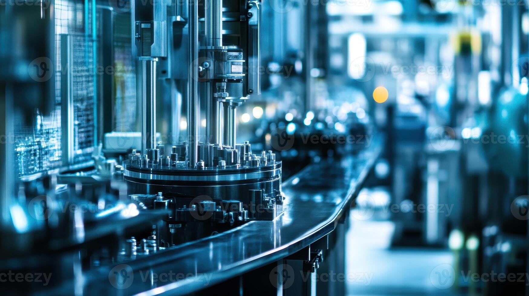Automated manufacturing line with machinery and equipment in a factory setting photo