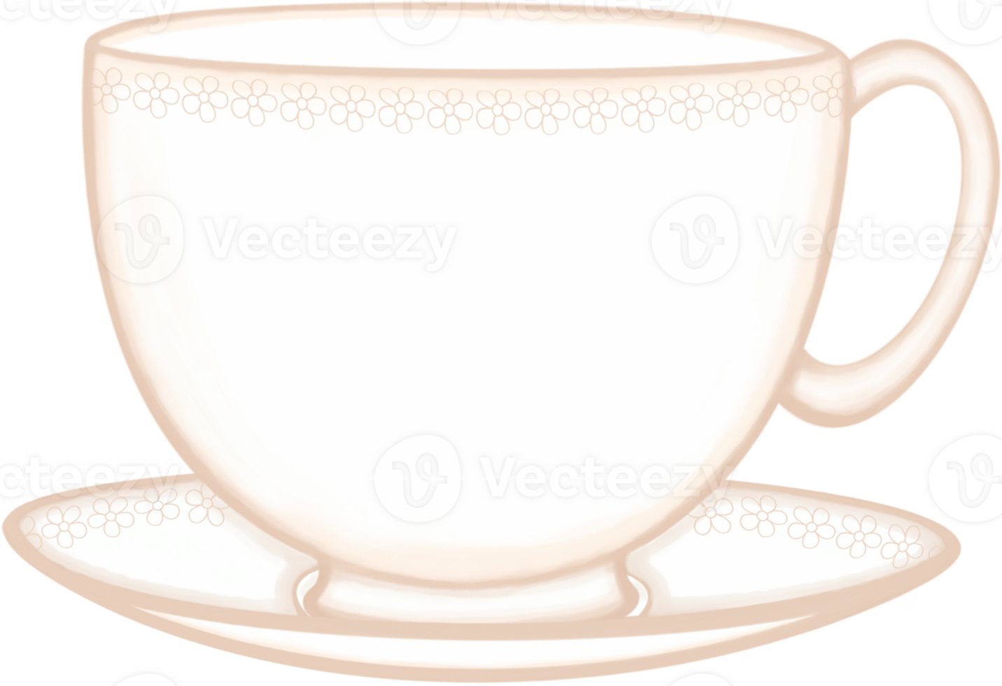 A white ceramic cup of hot coffee or hot tea with a coffee cup saucer. png