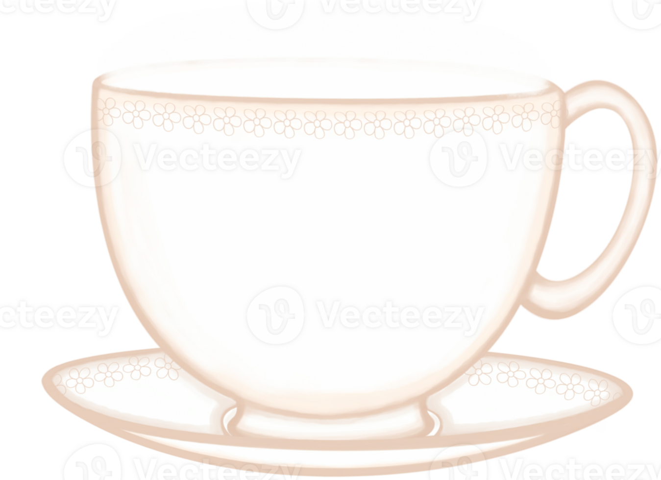 A white ceramic cup of hot coffee or hot tea with a coffee cup saucer png