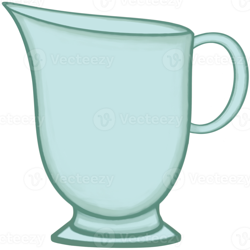 A soft green ceramic jar of milk or coffee or tea. png