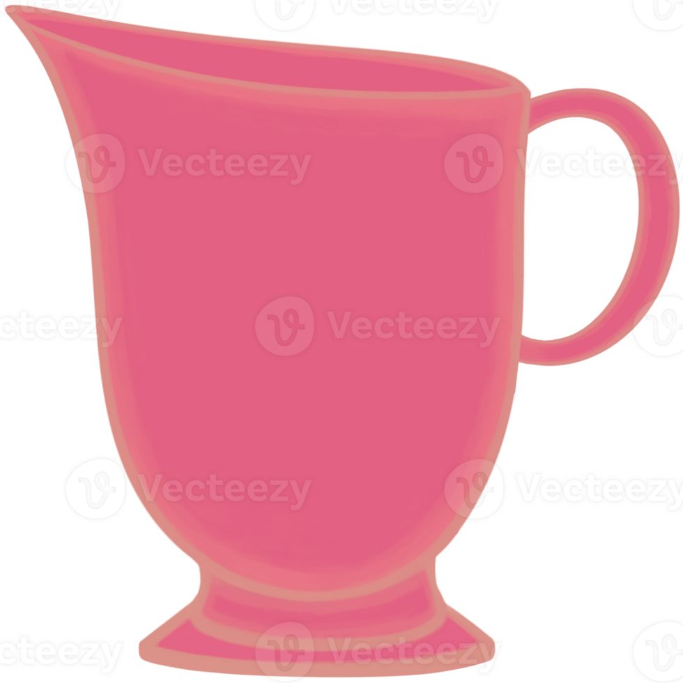 A deep pink ceramic jar of milk or coffee or tea. png