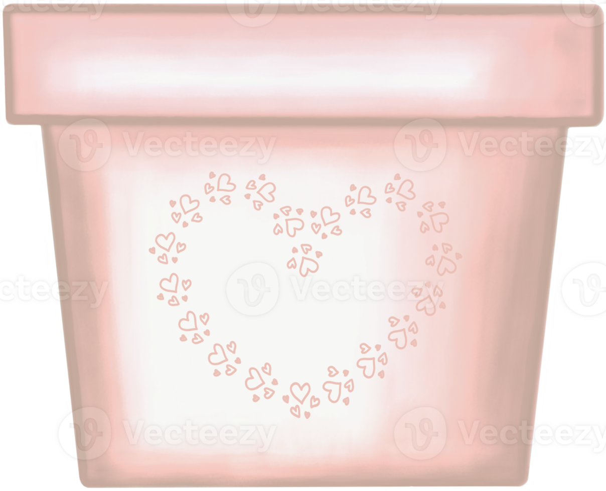 Lovely style and colors with hearts pattern of a light pink pot for grow plant png