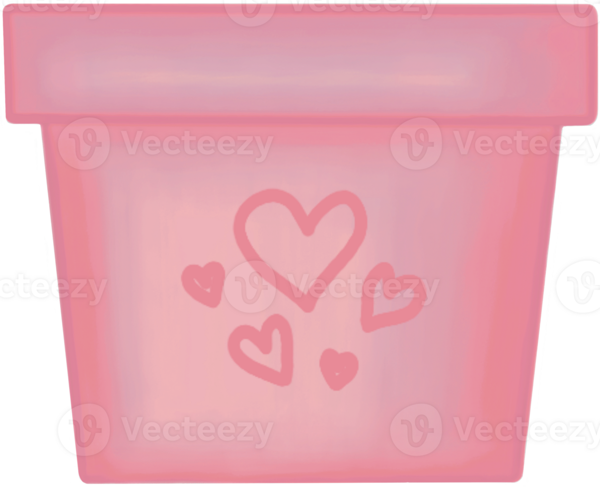 Lovely style and colors with hearts pattern of a pink pot for grow plant. png