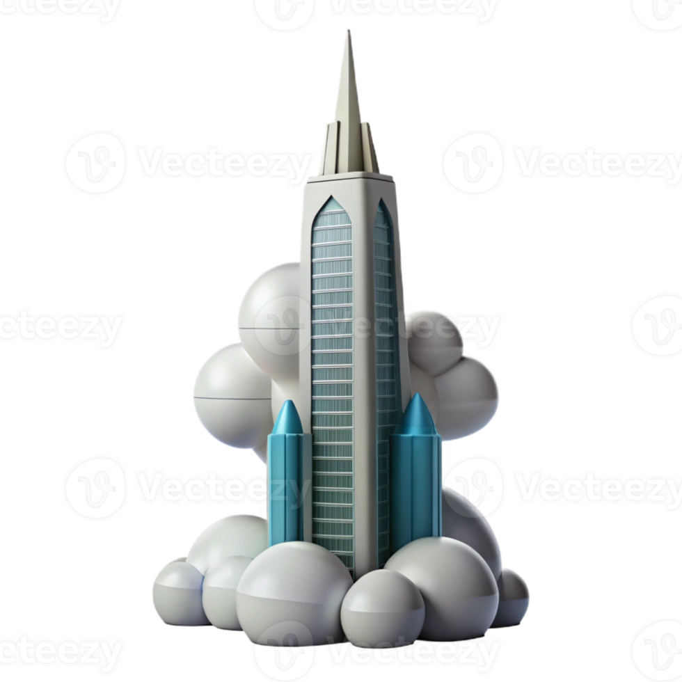 stunning vintage A single, towering skyscraper piercing the clouds, minimalist design, futuristic architecture, 4K png