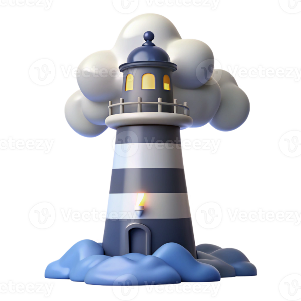 beautiful artistic A towering lighthouse, stark white against a stormy sky, dramatic lightning, dramatic and isolated style 4K png