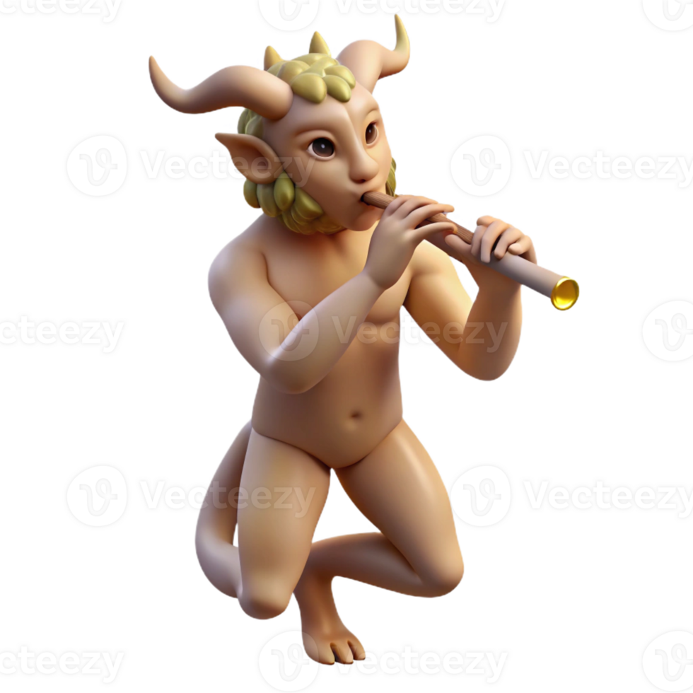 extraordinary contemporary A satyr playing a flute in a forest glade, dappled sunlight, Rococo style genuine png