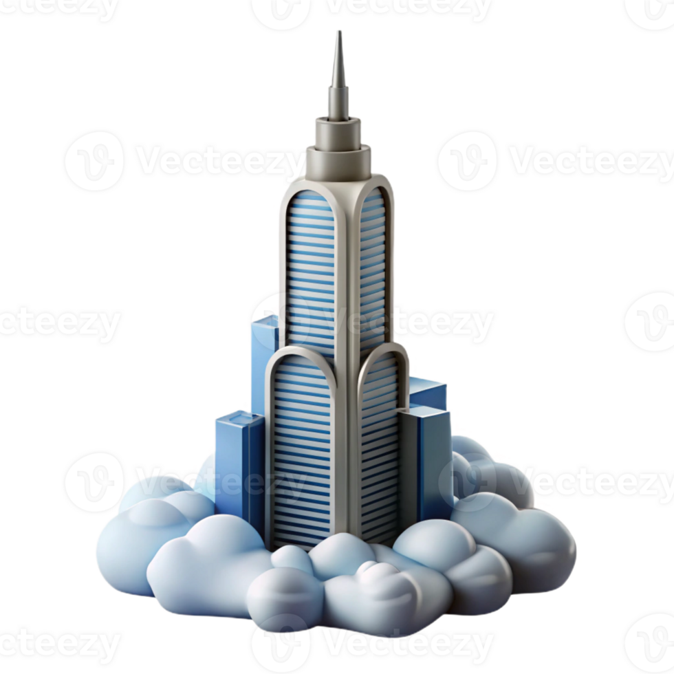 magnificent classic A single, towering skyscraper piercing the clouds, minimalist design, futuristic architecture, high quality png