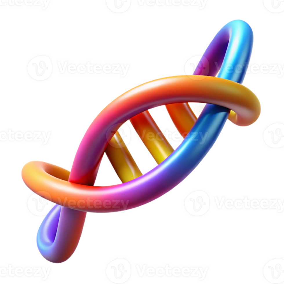stunning contemporary A DNA strand forming a double helix, glowing with vibrant colors, scientific visualization style detailed png