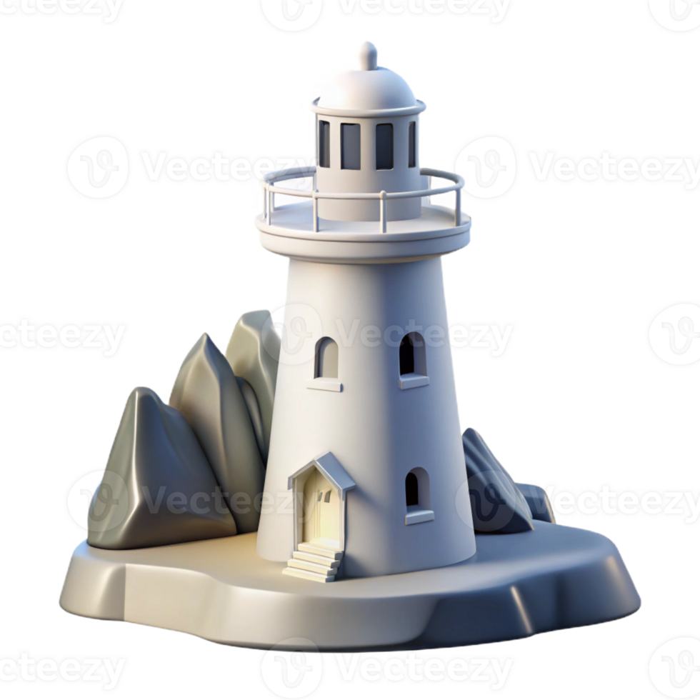 beautiful artistic A lighthouse, towering white structure, dramatic coastline, isolated, serene style genuine png