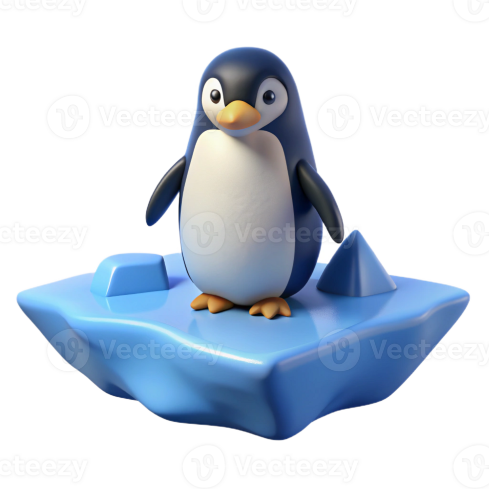 vibrant classic A lone penguin standing on an iceberg, stark white and blue color palette, minimalist style original png