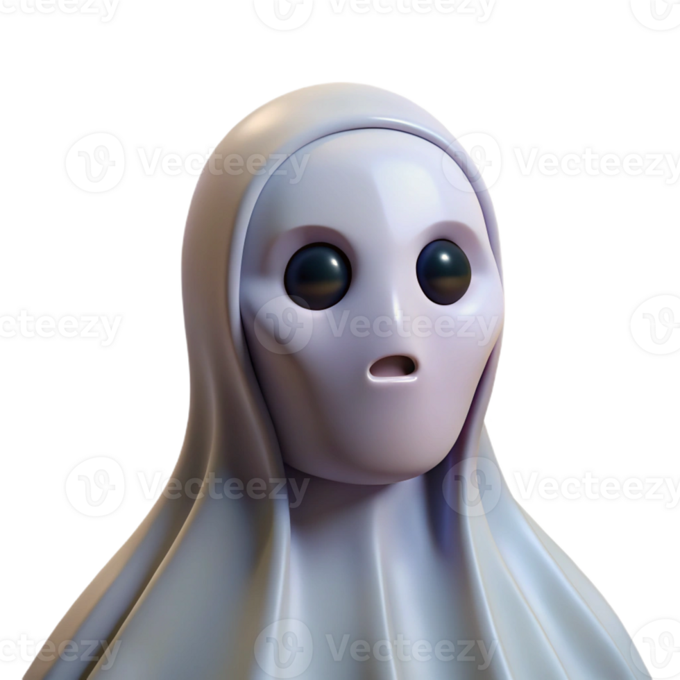 elegant modern Portrait of a ghost with translucent skin and sorrowful eyes, dimly lit, horror style premium png
