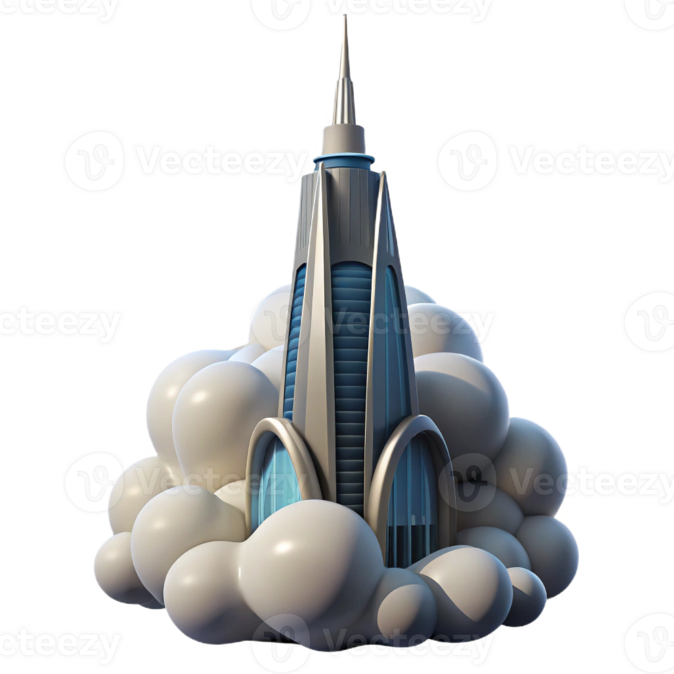 magnificent minimalist A futuristic skyscraper piercing the clouds, sleek and aerodynamic, dramatic sky, science fiction illustration 4K png