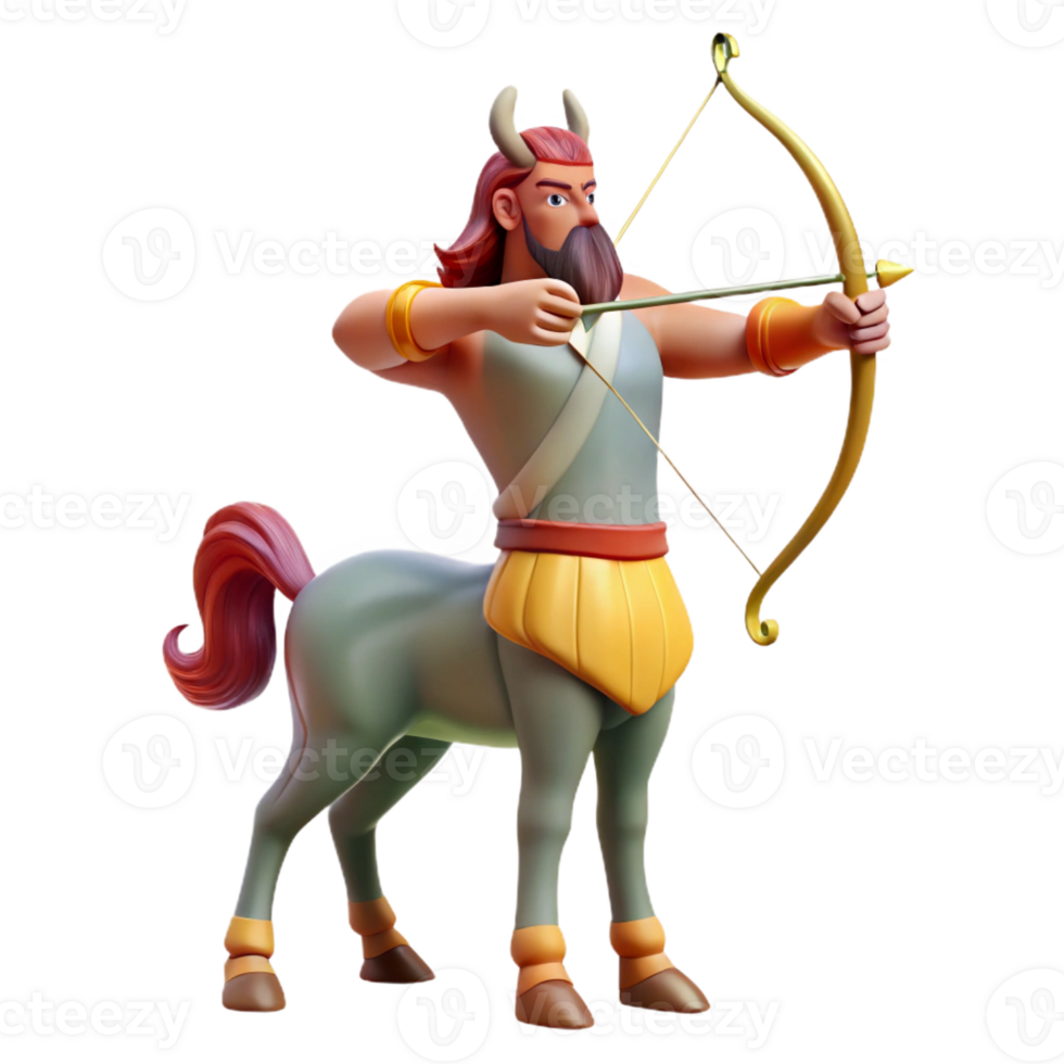 serene artistic A wise centaur teaching archery in a tranquil forest clearing, sunlight filtering through the trees, painted in a classical Renaissance style premium png