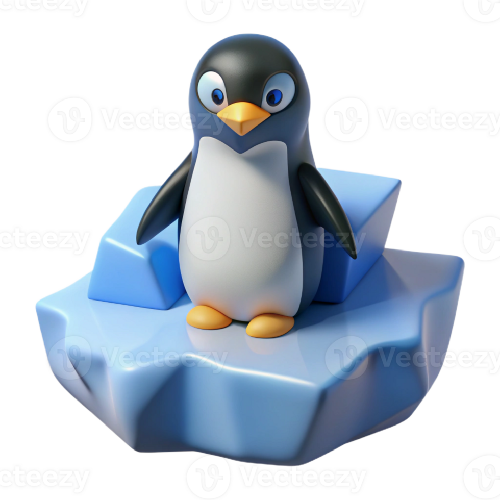magnificent contemporary A lone penguin standing on an iceberg, stark white and blue color palette, minimalist style 4K png