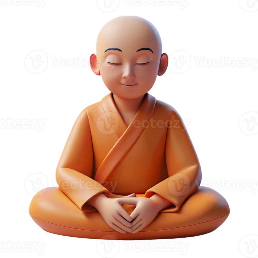 extraordinary creative Portrait of a serene monk in meditation, soft natural lighting, minimalist style exclusive png