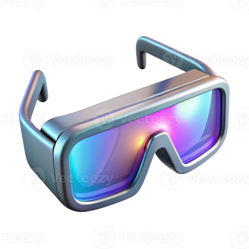 extraordinary artistic A pair of augmented reality glasses displaying a holographic interface, sleek and minimalist design, lit by the projected hologram professional png