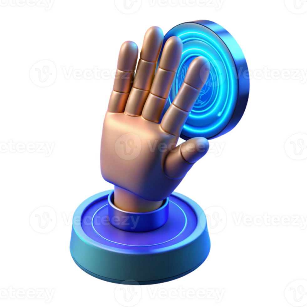 vibrant vintage A hand reaching out to touch a holographic interface, futuristic design, blue light, digital art style high resolution png