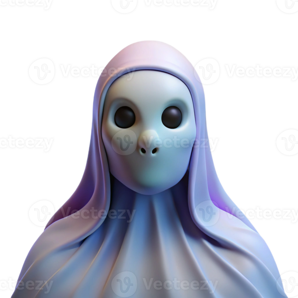 impressive artistic Portrait of a melancholic ghost with translucent skin, ethereal lighting, spooky style, authentic png
