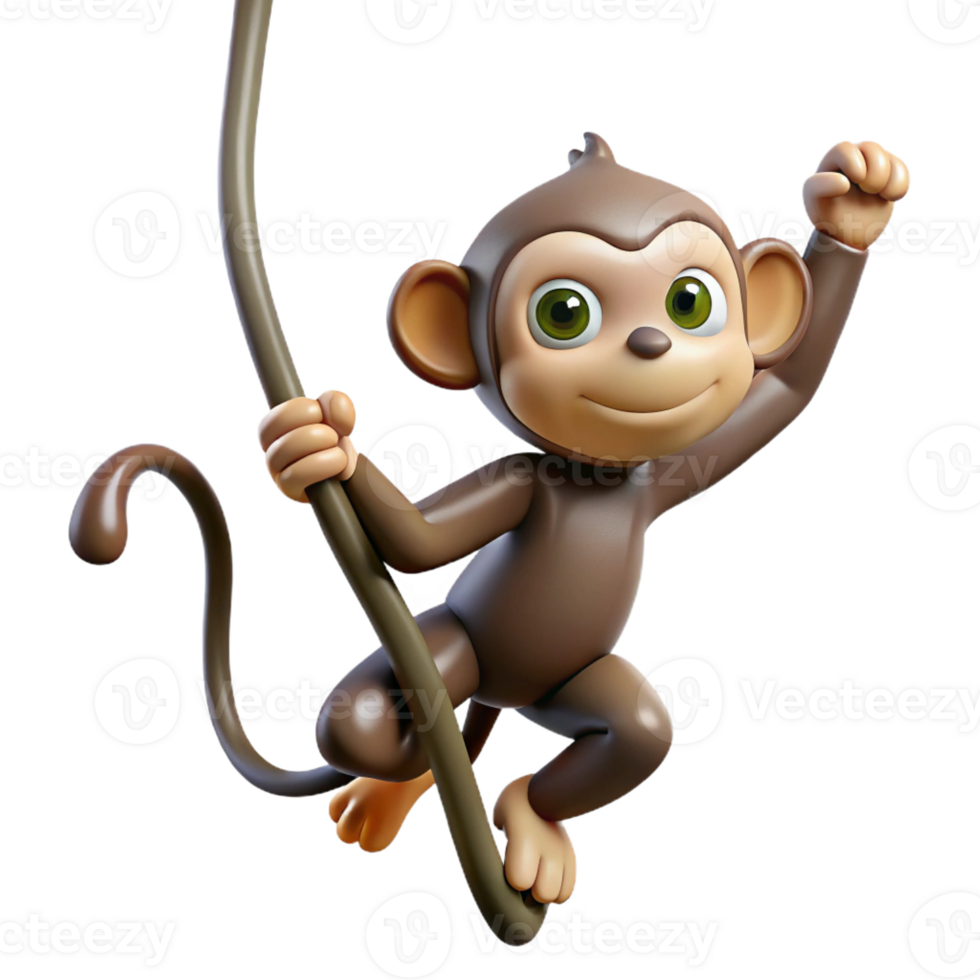 beautiful rustic A curious monkey swinging through the trees, jungle setting, dynamic pose, playful expression genuine png