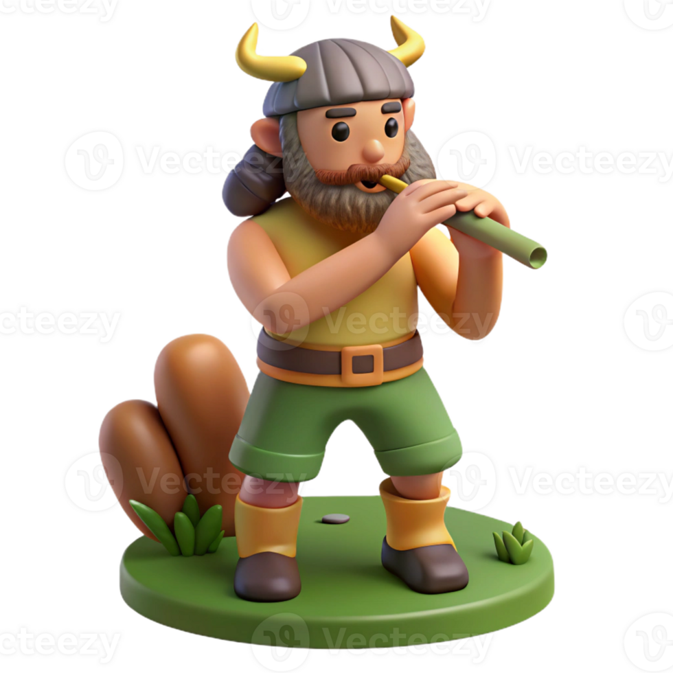 vibrant vintage Pan, god of the wild, playing his pipes in a sunlit meadow, pastoral style high quality png