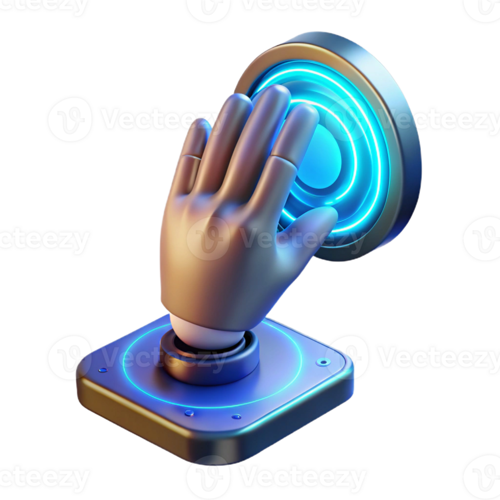 impressive classic A hand reaching out to touch a holographic interface, futuristic design, blue light, digital art style detailed png