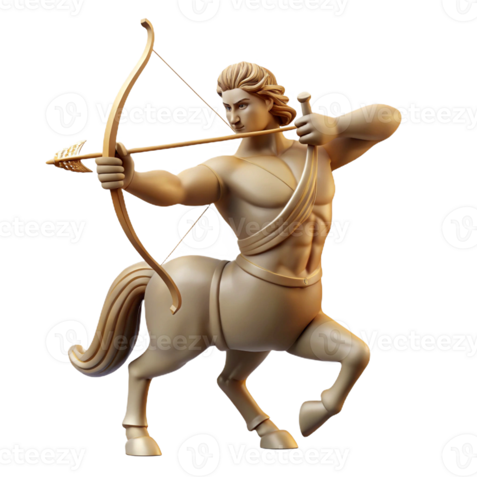 extraordinary traditional A proud centaur archer aiming at a distant target, classical Greek sculpture style, warm natural lighting high resolution png